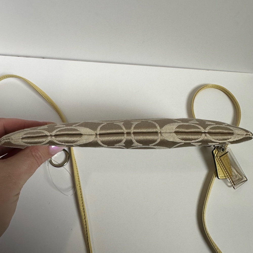Coach Poppy Y2K Yellow Leather and Khaki Jacquard Signature Mini Crossbody - EUC - Picture 10 of 17